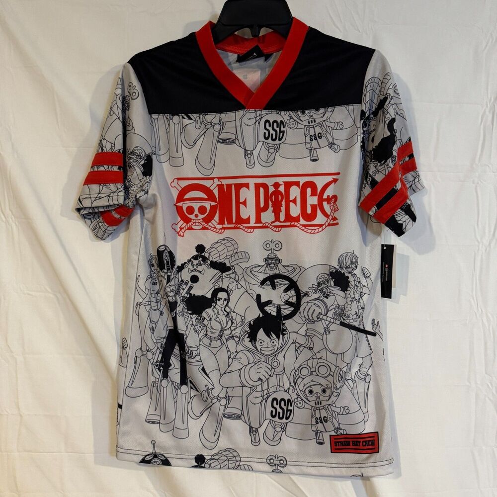 NWT One Piece Jersey Shirt Size XS Straw Hat Crew Monkey D Luffy Anime Cosplay